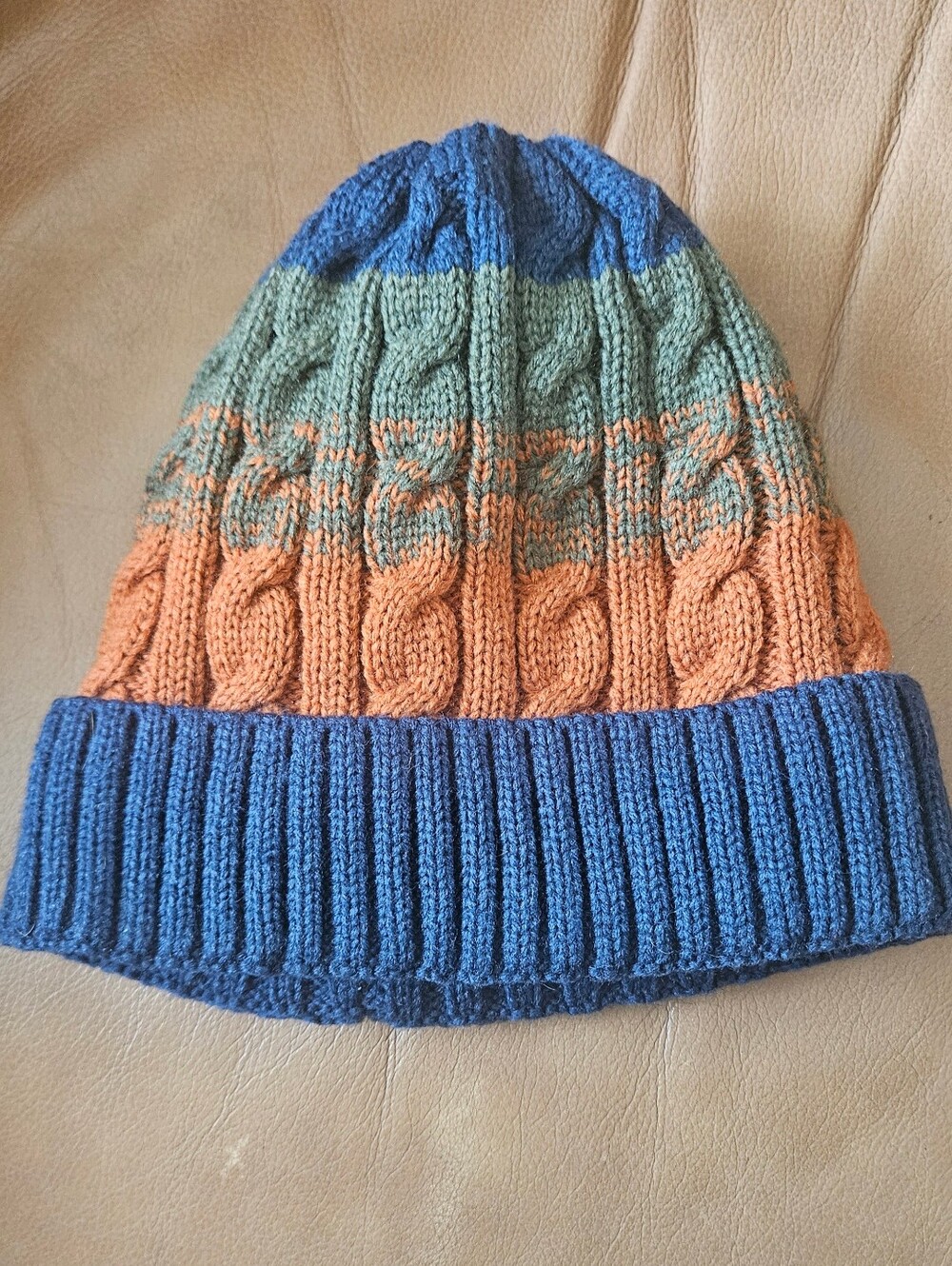 Member’s Mark Kids Cable Knit Fleece Lined Beanie Hat Blue Green Brown